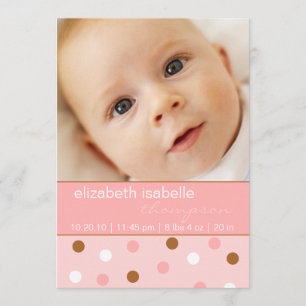 Pixie Pink Polka Dot Baby Girl Photo Announcement