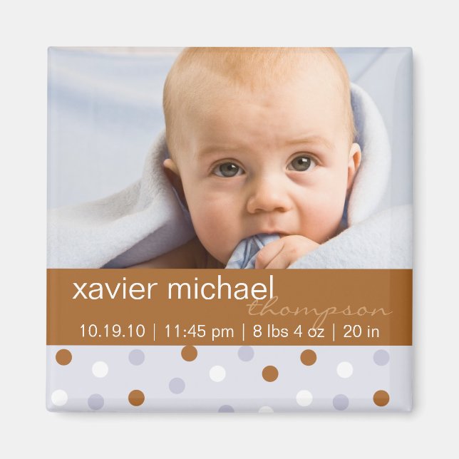 Pixie Polka Dot Baby Boy Photo Magnet (Front)