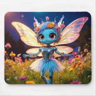Pixie Robot Ballerina Dancing in the Wildflowers Mouse Mat