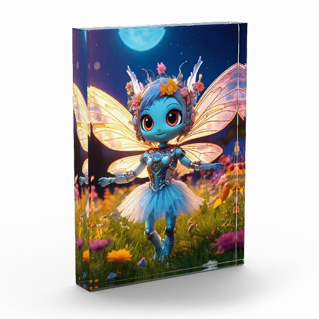 Pixie Robot Ballerina Dancing in the Wildflowers Photo Block (Left)