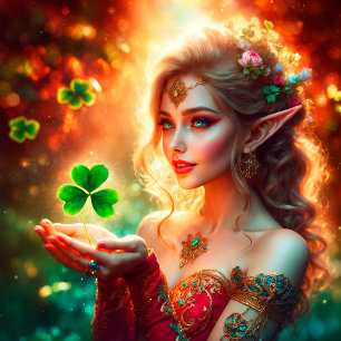 Pixie St Patrick's Day girl colourful summer art  Poster