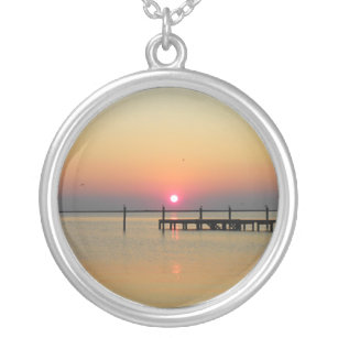 Pixies Globes - Beach Sunset Silver Plated Necklace