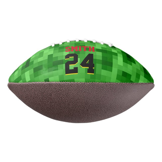 Pixilated Grass Player Name Number Cool American Football (Rotated 270)