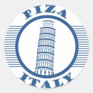 PIZA ITALY BLUE CLASSIC ROUND STICKER