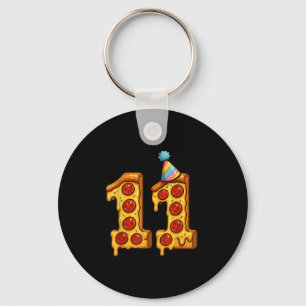 Pizza 11th Birthday 11 Years Old Party Hat Bday Bo Key Ring