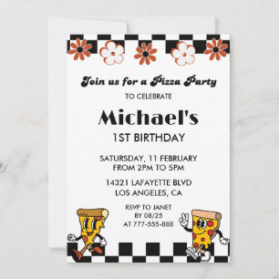 Pizza 1st Birthday Invitations  Funny Pizza Party