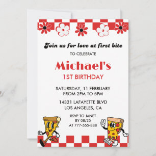 Pizza 1st Birthday Invitations  Love Pizza Party