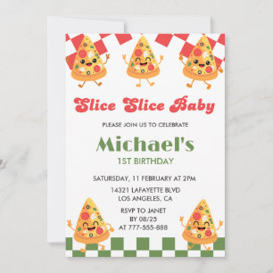 Pizza 1st Birthday Invitations  Modern Pizza Party