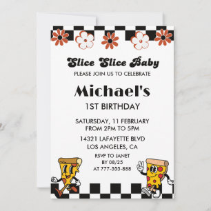 Pizza 1st Birthday Invitations  Slice slice baby
