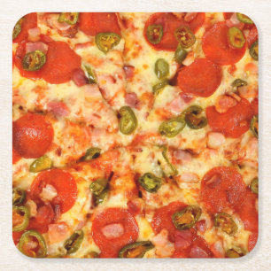 PIZZA 2  SQUARE PAPER COASTER