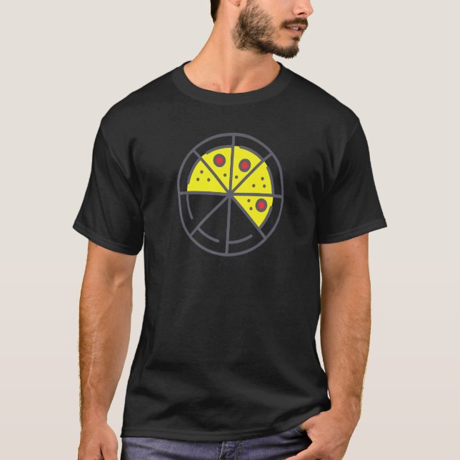 Pizza 5 Slices Cheese Pepperoni Funny Geometric Fo T-Shirt (Front)
