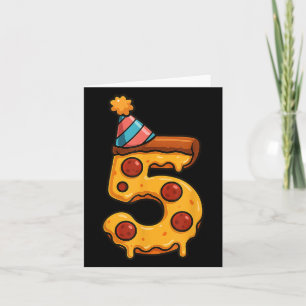 Pizza 5th Birthday 5 Years Old Party Hat Bday Boys Card