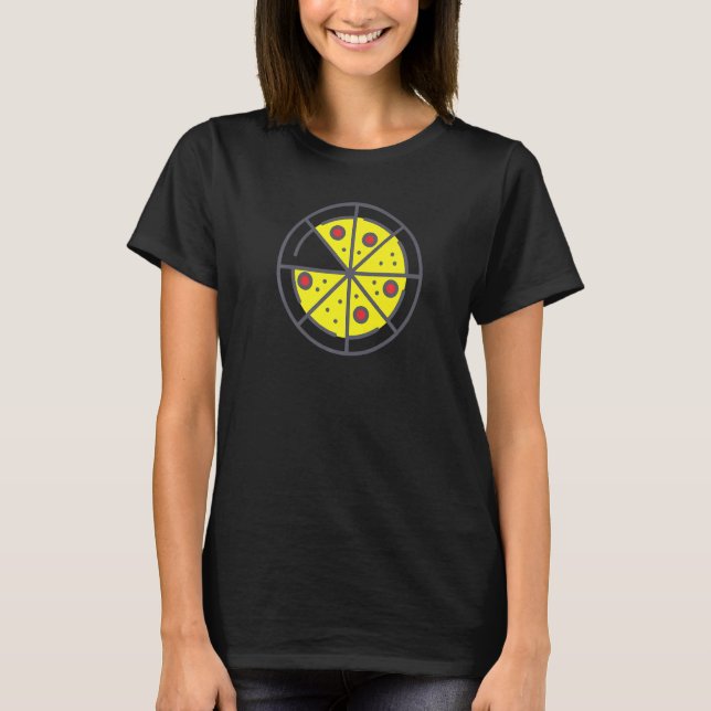 Pizza 7 Slices Cheese Pepperoni Funny Geometric Fo T-Shirt (Front)