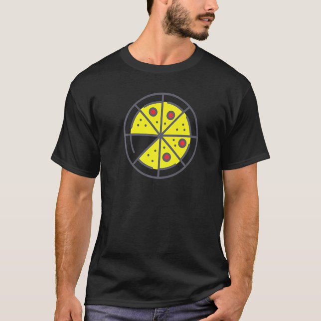 Pizza 7 Slices Cheese Pepperoni Funny Geometric Fo T-Shirt (Front)