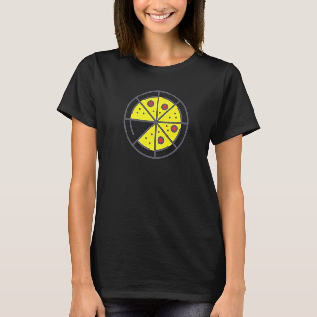 Pizza 7 Slices Cheese Pepperoni Funny Geometric Fo T-Shirt (Front)