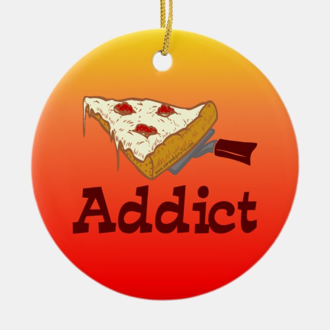 Pizza Addict Ceramic Tree Decoration (Front)