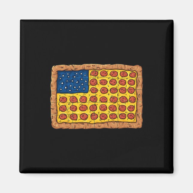 Pizza American Flag 4th Of July Fun Food Boys Girl Magnet (Front)