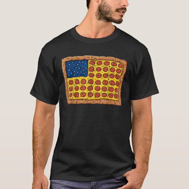 Pizza American Flag 4th Of July Funny Food Boys Gi T-Shirt (Front)