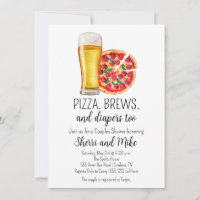 Pizza and Beer Baby Shower Invitation