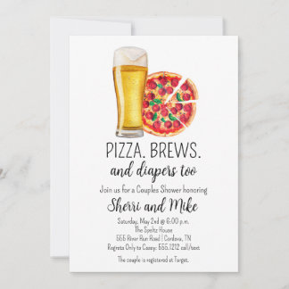 Pizza and Beer Baby Shower Invitation