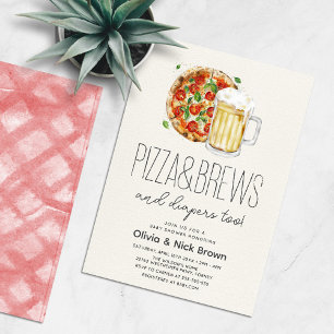 Pizza and Beer Casual Couples Baby Shower Invitation