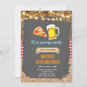 Pizza and beer party invitation