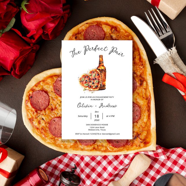 Pizza and Beer Perfect Pair Engagement Party Invitation (Creator Uploaded)