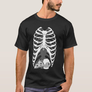 Pizza And Beer X Ray Belly Skeleton Halloween Grap T-Shirt