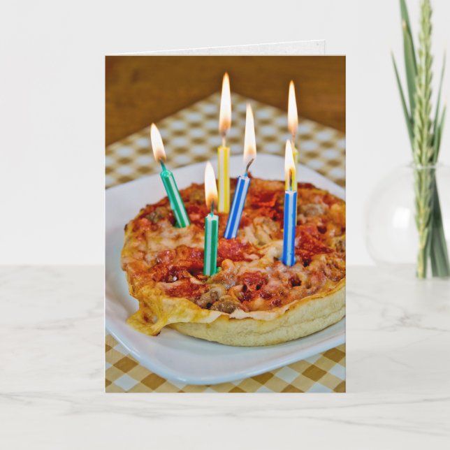 Pizza and Birthday Candles Card (Front)