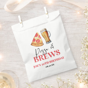Pizza and Brews Beer Glass Birthday Party Favour Bags