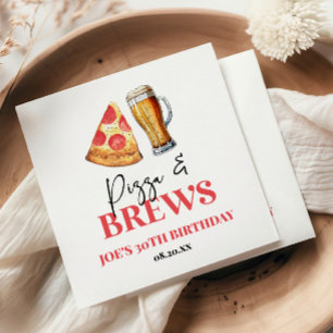 Pizza and Brews Beer Glass Birthday Party Napkin