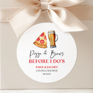 Pizza and Brews Before I Do's Couples Shower  Classic Round Sticker
