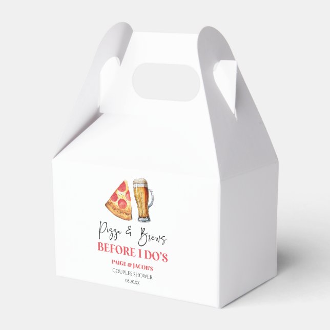 Pizza and Brews Before I Do's Couples Shower Favour Box (Front Side)