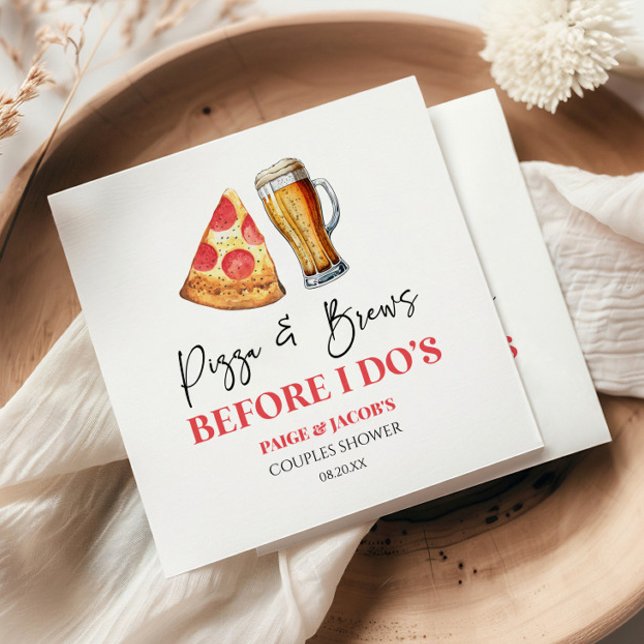 Pizza and Brews Before I Do's Couples Shower Napkin (Creator Uploaded)
