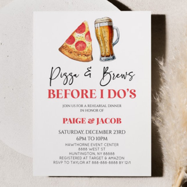 Pizza and Brews Before I Do's! Rehearsal Dinner Invitation (Creator Uploaded)