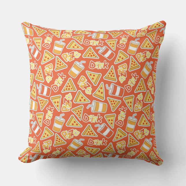 Pizza And Drinks Pattern Cushion (Front)