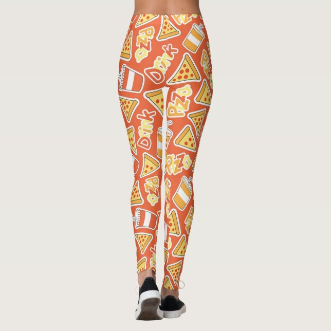 Pizza And Drinks Pattern Leggings (Back)
