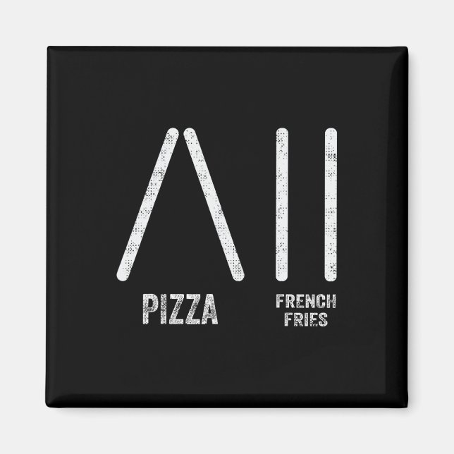 Pizza And French Fries Ski Style - Funny Skiing In Magnet (Front)
