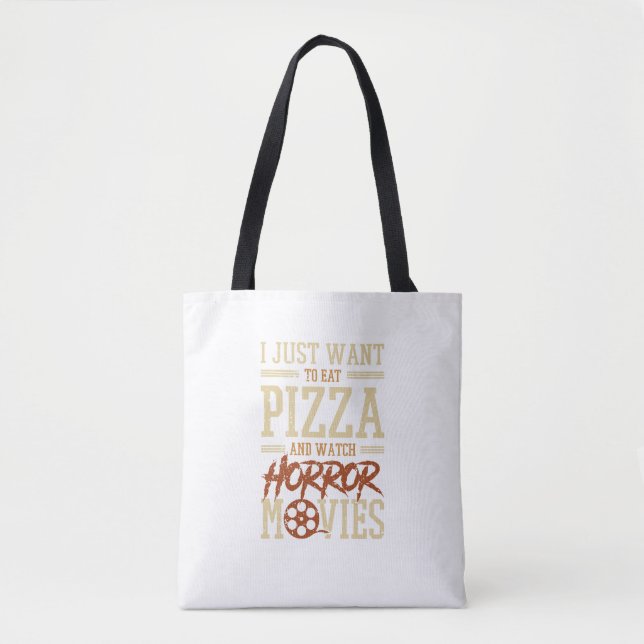 Pizza And Horror Movie Lover Halloween Party Outfi Tote Bag (Front)