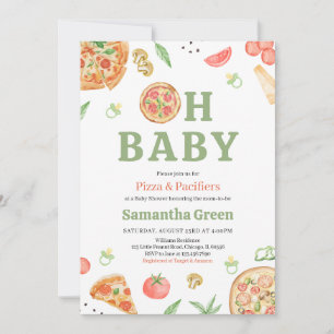 Pizza and Pacifiers Baby Shower Invitation