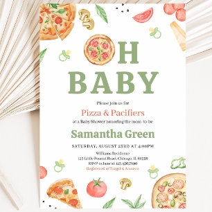 Pizza and Pacifiers Baby Shower Invitation