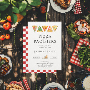 Pizza and Pacifiers Baby Shower Invitation