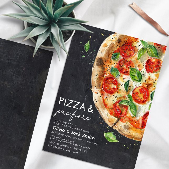 Pizza and Pacifiers Casual Pizza Baby Shower Invitation (Creator Uploaded)