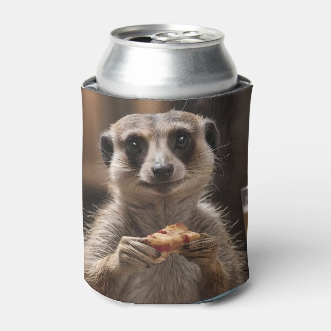 "Pizza and Pints: A Meerkat’s Perfect Snack Break" Can Cooler (Can Front)
