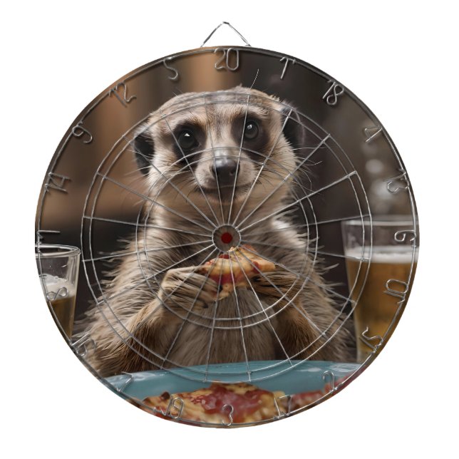 "Pizza and Pints: A Meerkat’s Perfect Snack Break" Dartboard (Front)