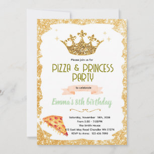 Pizza and Princesses party Invitation