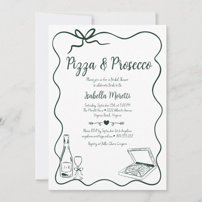 Pizza and Prosecco Bridal Shower Invitation (Front)