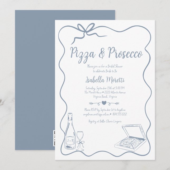 Pizza and Prosecco Bridal Shower Invitation (Front/Back)