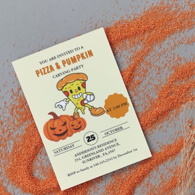 Pizza and Pumpkin carving halloween party Invitation (Creator Uploaded)
