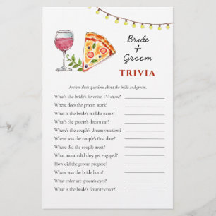 Pizza and Wine Bridal Shower Trivia games